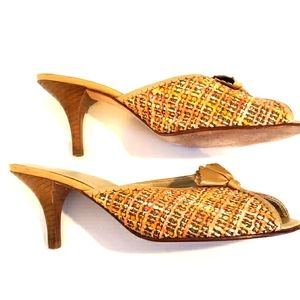 Carole Little Leather Sole Slides 7M